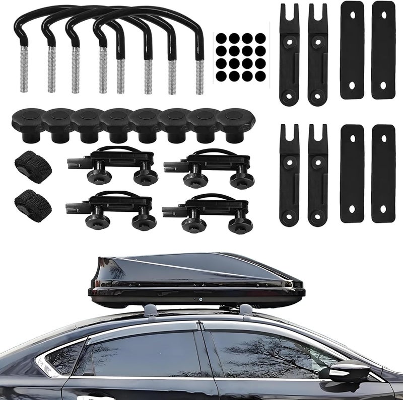 Stacool 4PCS U-Shaped Roof Rack Mounting Brackets,Roof Rack Clamps for Securing Roof Box with Nuts&Roof Rack Straps,Universal Roof Rack Accessories/Cargo Carrier Replacement Parts - Image 1